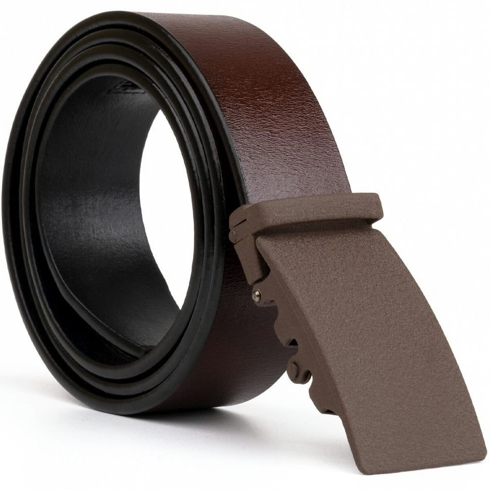 Ремінь із натуральної шкіри з матовою автоматичною пряжкою Vintage 20217 Коричневий