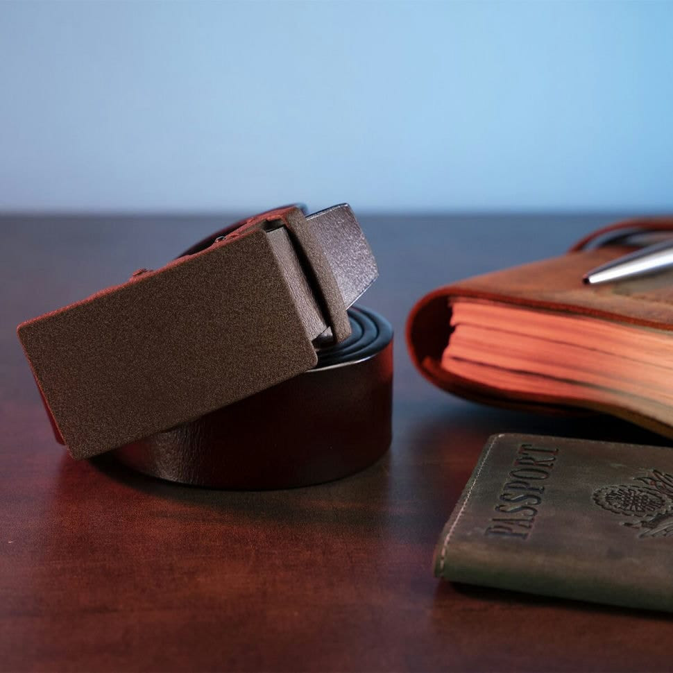 Ремінь із натуральної шкіри з матовою автоматичною пряжкою Vintage 20217 Коричневий