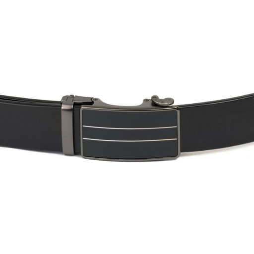 Ремінь чоловічий зі смужками на пряжці Vintage 20334 Чорний