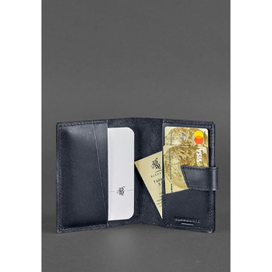 Leather passport cover 4.0 navy blue