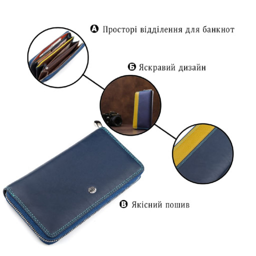 Практичний жіночий шкіряний гаманець ST Leather 19378 Чорний