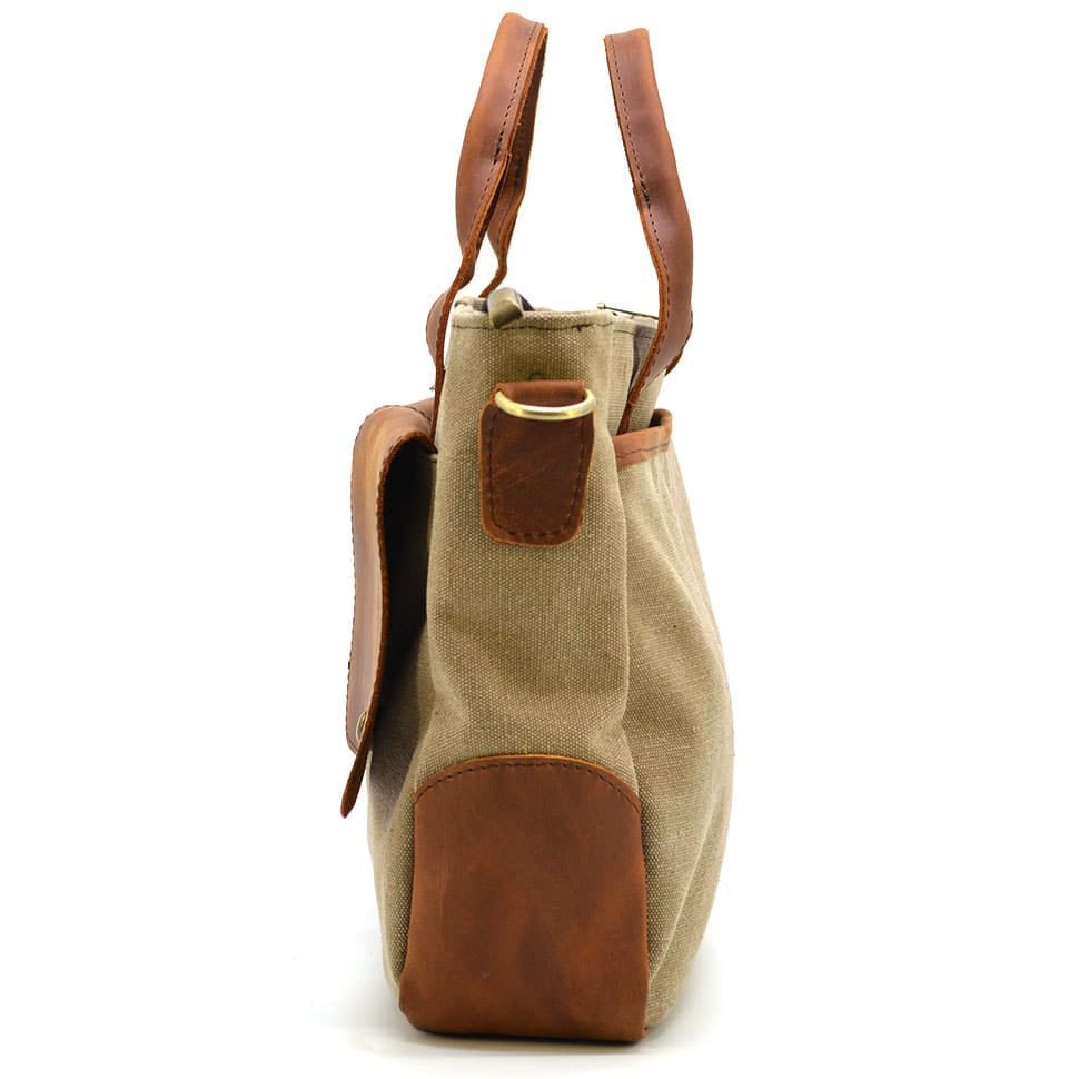 Чоловіча сумка з канвас та кінської шкіри TARWA RbSc-3990-3md коньяк