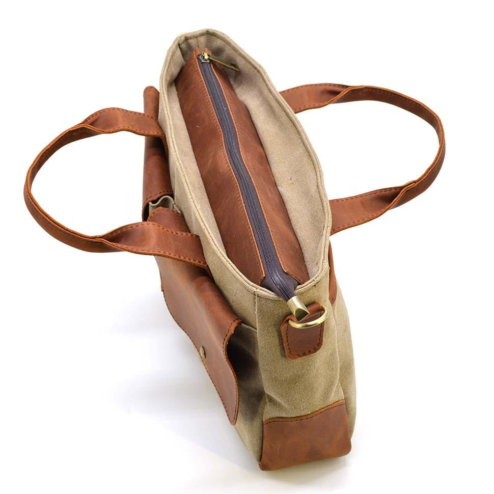Чоловіча сумка з канвас та кінської шкіри TARWA RbSc-3990-3md коньяк