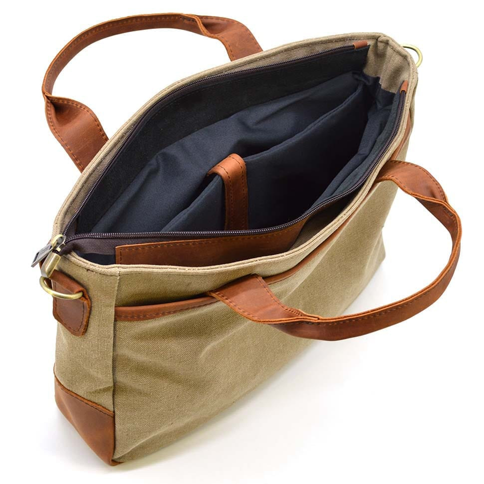 Чоловіча сумка з канвас та кінської шкіри TARWA RbSc-3990-3md коньяк