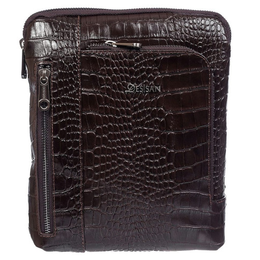Барсетка м'яка шкіряна Desisan 3030-19 коричневий кроко