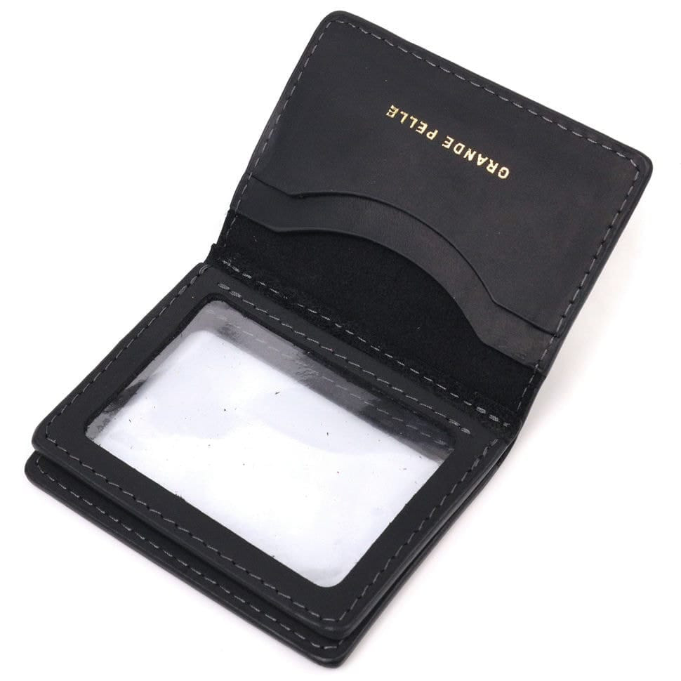 Відмінна обкладинка на автодокументи у вінтажній шкірі Серце GRANDE PELLE 16708 Чорна