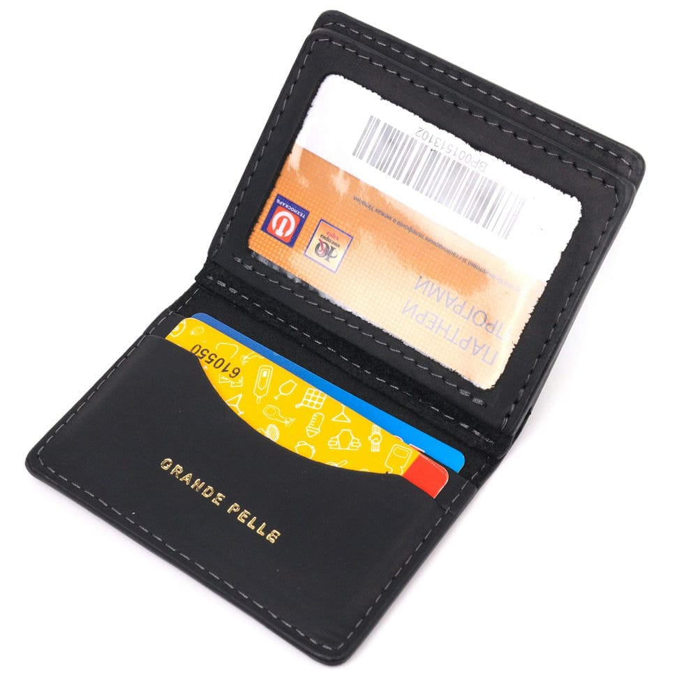 Відмінна обкладинка на автодокументи у вінтажній шкірі Серце GRANDE PELLE 16708 Чорна