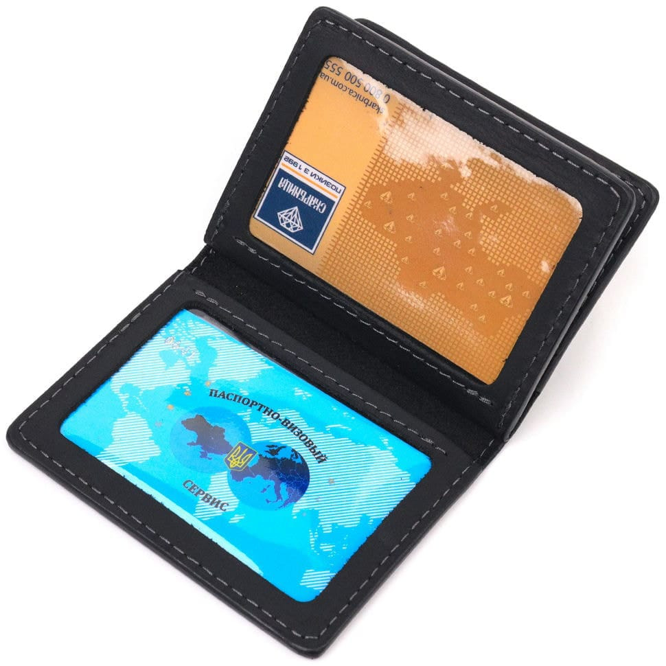 Відмінна обкладинка на автодокументи у вінтажній шкірі Серце GRANDE PELLE 16708 Чорна