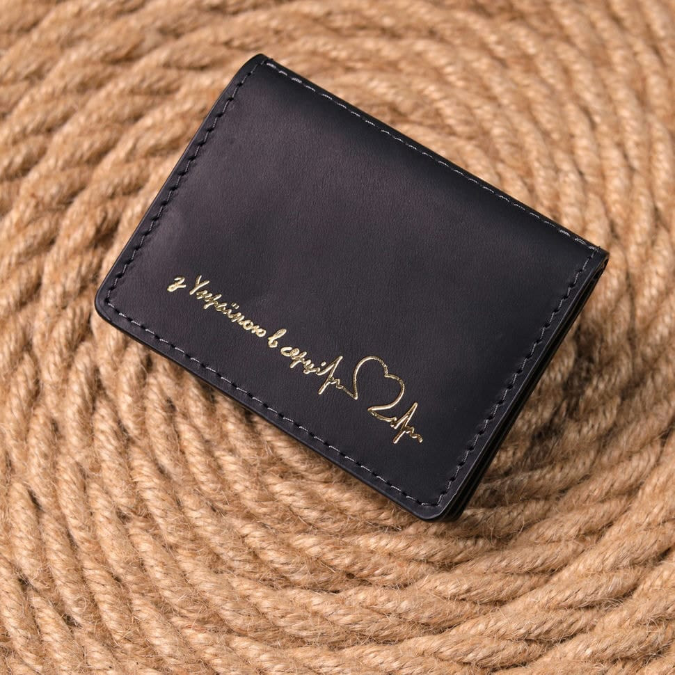 Відмінна обкладинка на автодокументи у вінтажній шкірі Серце GRANDE PELLE 16708 Чорна