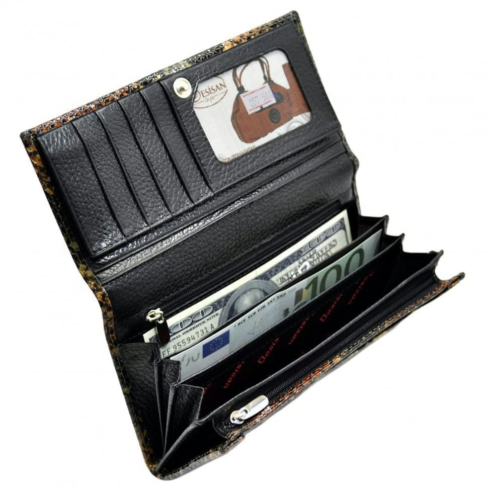 Гаманець жіночий шкіряний Desisan 057-586 зелена змія