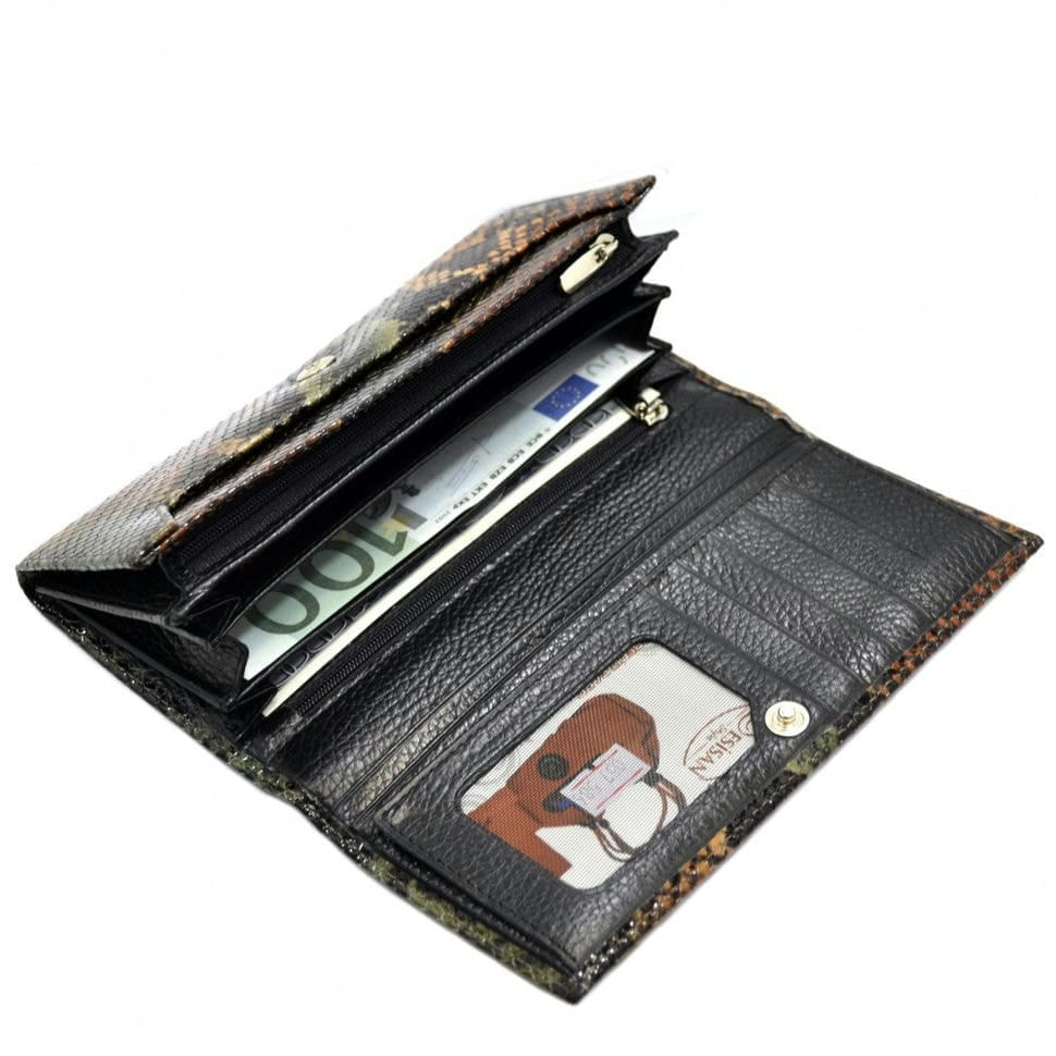 Гаманець жіночий шкіряний Desisan 057-586 зелена змія