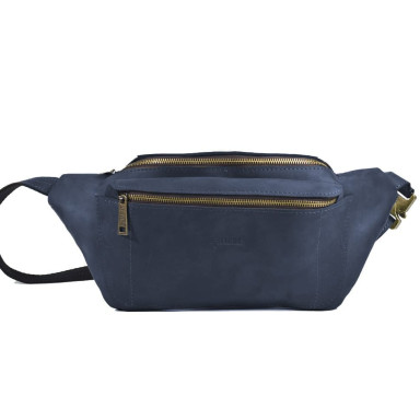 Banana waist bag blue leather, waist bag TARWA RK-3012-3md