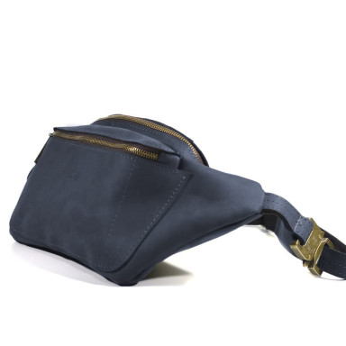 Banana waist bag blue leather, waist bag TARWA RK-3012-3md