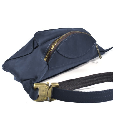 Banana waist bag blue leather, waist bag TARWA RK-3012-3md