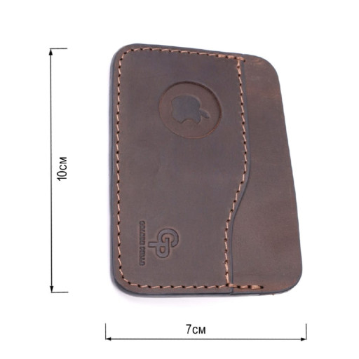 Зручний картхолдер з утримувачем для Apple AirTag з натуральної шкіри GRANDE PELLE 11612 Коричневий
