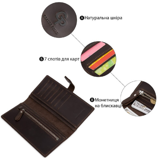 Шкіряний жіночий гаманець у три додавання ST Leather 22488 Чорний