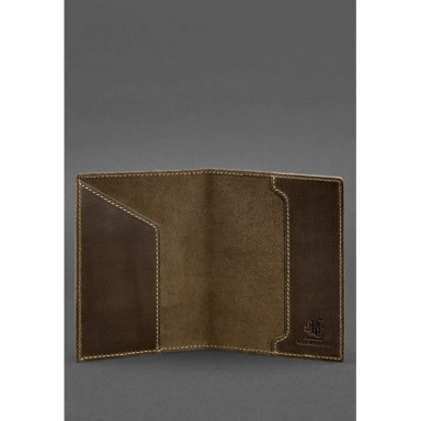 Leather passport cover with Polish coat of arms dark brown Crazy Horse