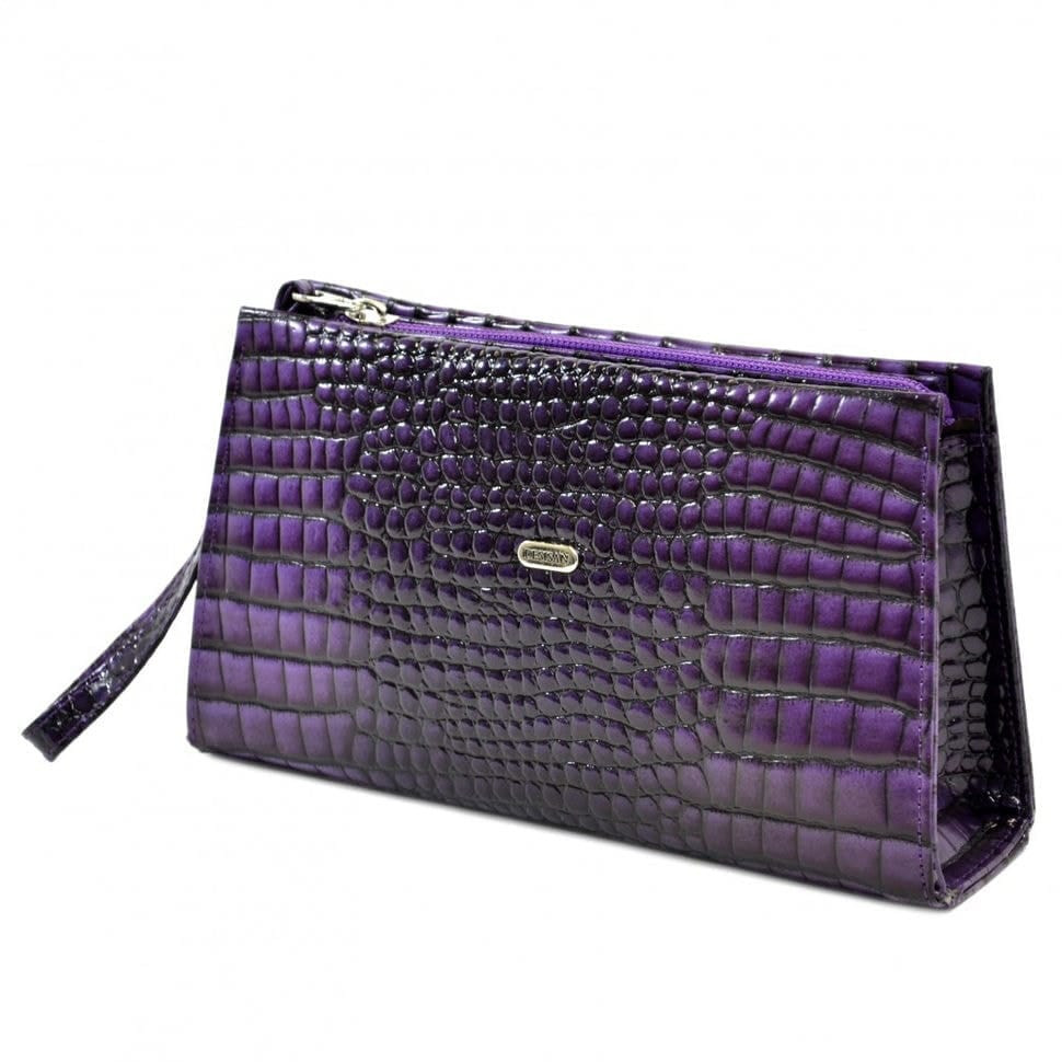 Косметичка шкіряна Desisan 2-631 фіолет кроко лак