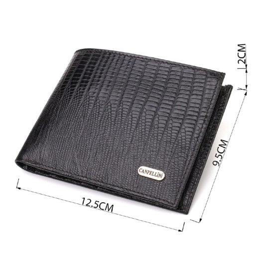 Практичное мужское портмоне из натуральной фактурной кожи CANPELLINI 21868 Черный