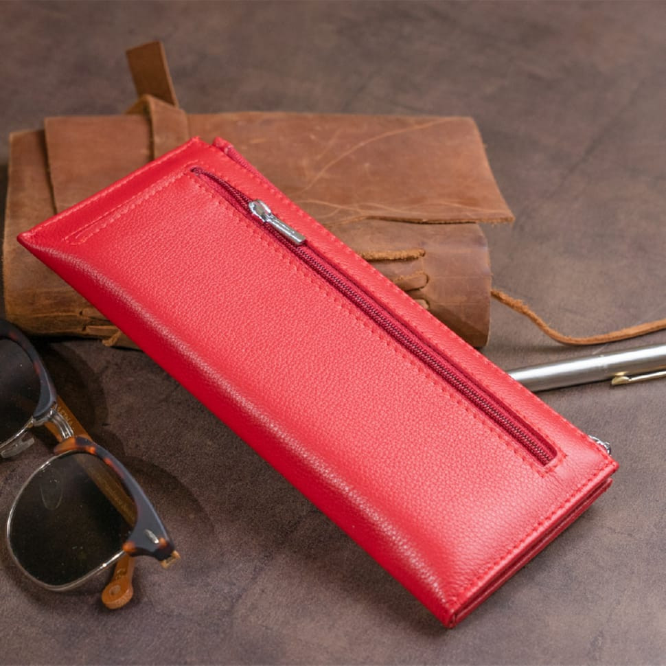 Горизонтальный тонкий кошелек из кожи женский ST Leather 19330 Красный