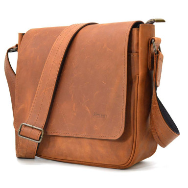 Mens leather shoulder bag RB-0002-3md TARWA cognac