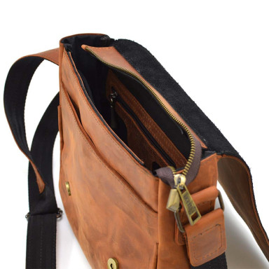 Mens leather shoulder bag RB-0002-3md TARWA cognac