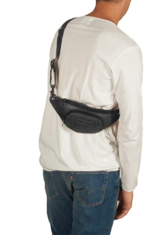 Поясна шкіряна сумка чорна Hill Burry HB3314