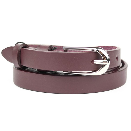 Ремінь жіночий тонкий Grande Pelle 1612040033 у кольорі марсала.