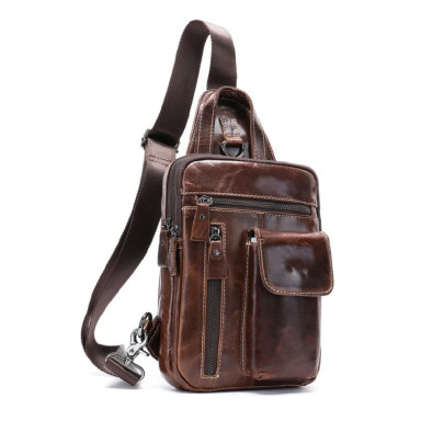 Mens leather shoulder bag John McDee JD4006Q vintage