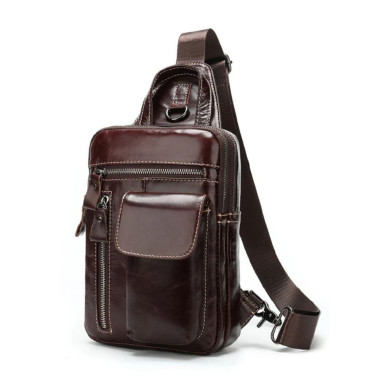 Mens leather shoulder bag John McDee JD4006Q vintage