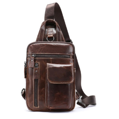 Mens leather shoulder bag John McDee JD4006Q vintage