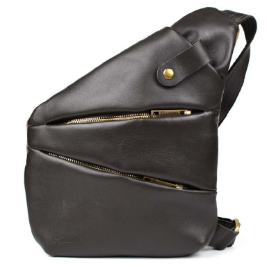 Mens sling bag over the shoulder mix of canvas and leather TARWA GCC-6402-3md