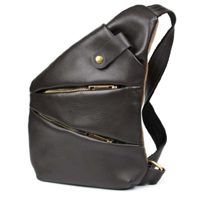 Mens sling bag over the shoulder mix of canvas and leather TARWA GCC-6402-3md