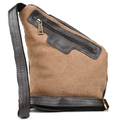 Mens sling bag over the shoulder mix of canvas and leather TARWA GCC-6402-3md