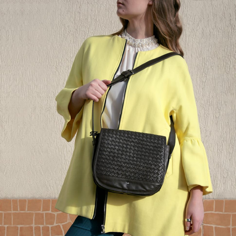 Сумка шкіряна Timone intrecciato MS 003 коричневий