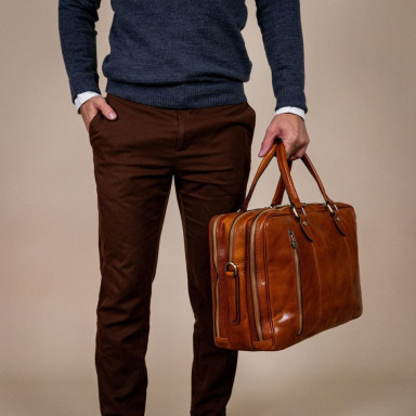 Leather backpack briefcase - A Farewell to Arms - cognac Time Resistance 5242801
