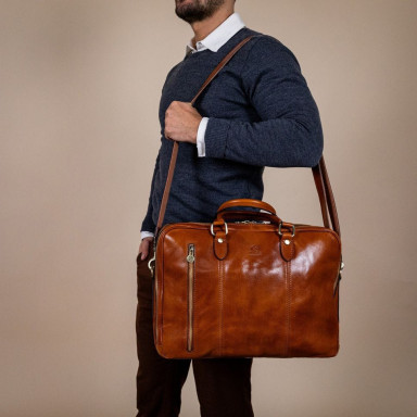 Leather backpack briefcase - A Farewell to Arms - cognac Time Resistance 5242801