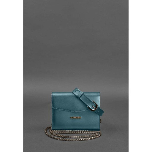 Набір жіночих зелених шкіряних сумок Mini поясна/кроссбоді