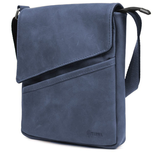 Чоловічі шкіряні сумки через плече RK-1302-3md TARWA синя крейзі хорс
