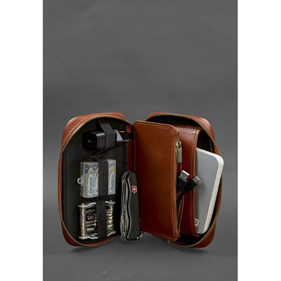 Шкіряна косметичка-несесер 7.0 світло-коричневий краст