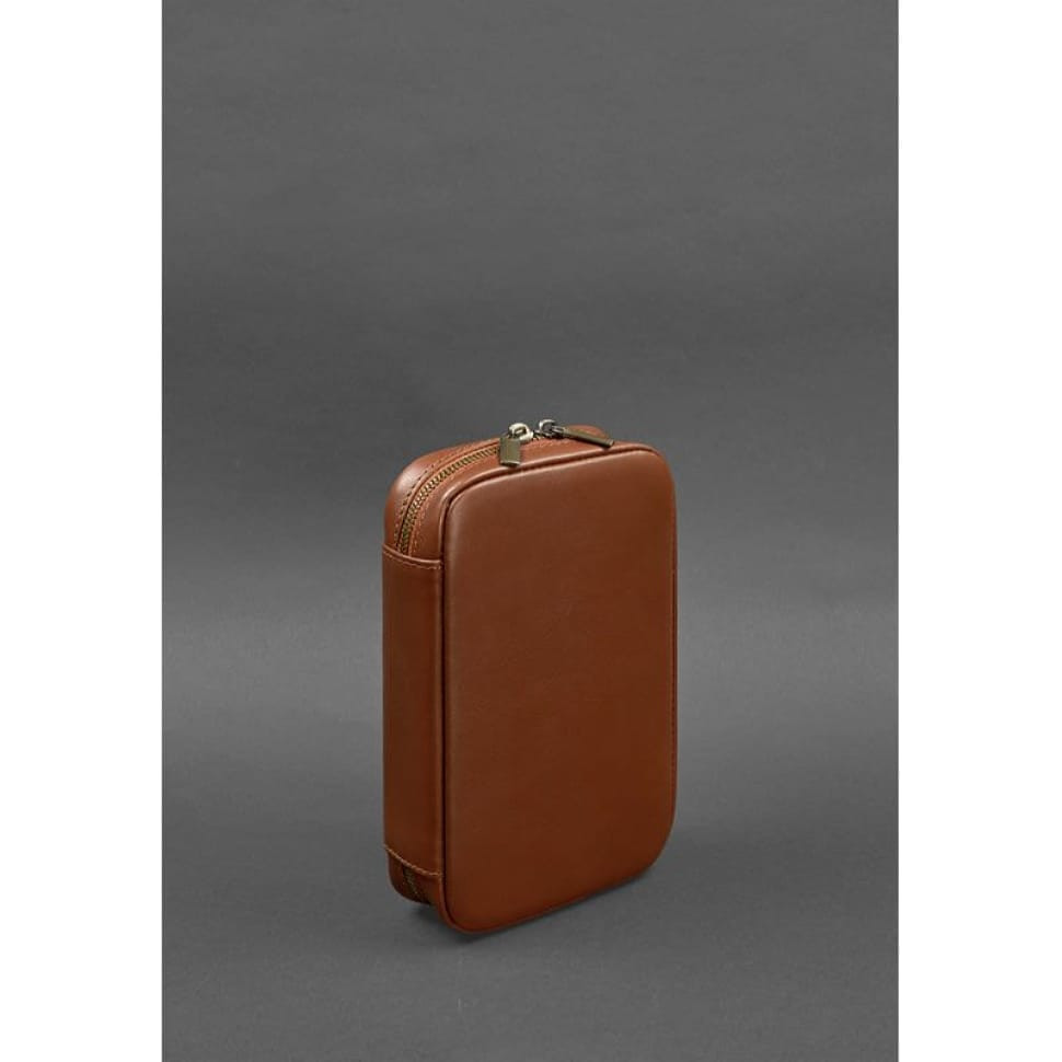 Шкіряна косметичка-несесер 7.0 світло-коричневий краст