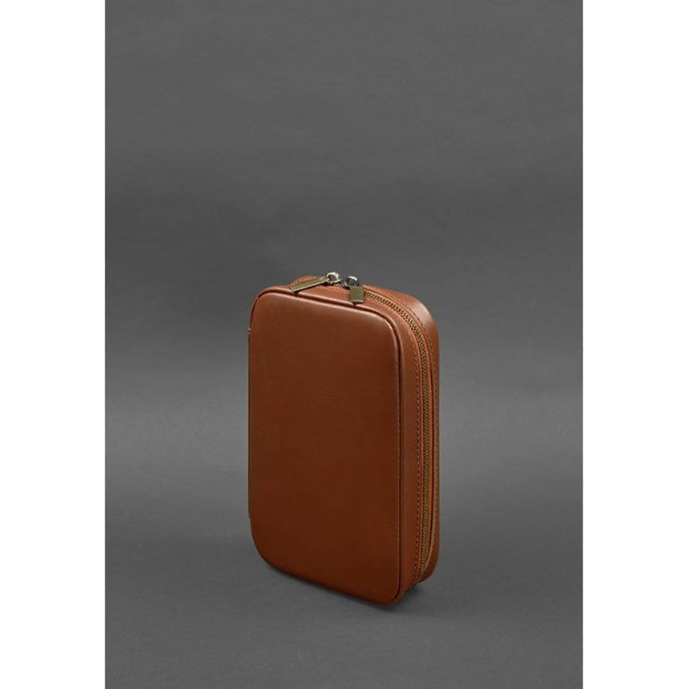 Шкіряна косметичка-несесер 7.0 світло-коричневий краст