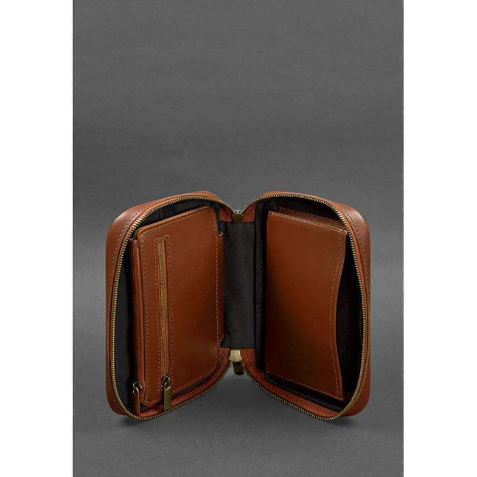 Шкіряна косметичка-несесер 7.0 світло-коричневий краст