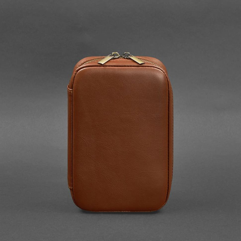 Шкіряна косметичка-несесер 7.0 світло-коричневий краст