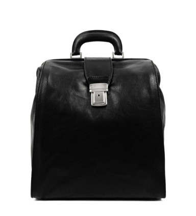 Leather Backpack - A Brief Story of Time - Black color - Time Resistance 5210701