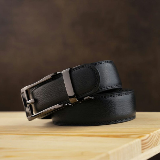 Чоловічий ремень з тонкою пряжкою у вигляді рамки Vintage 20218 Чорний