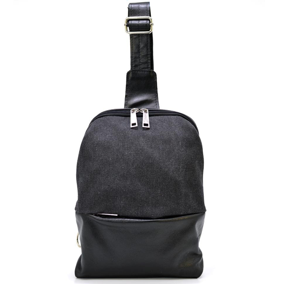 Рюкзак слінг на одне плече зі шкіри та канвас TARWA GCk-1905-3md