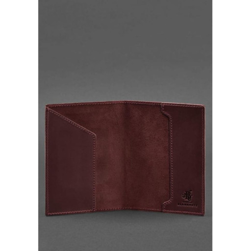 Шкіряна обкладинка для паспорта з польським бордовим гербом Crazy Horse