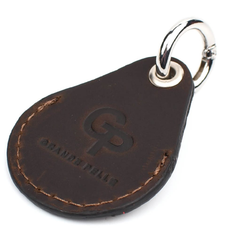 Leather case holder for Apple Air Tag brown Grande Pelle 463120