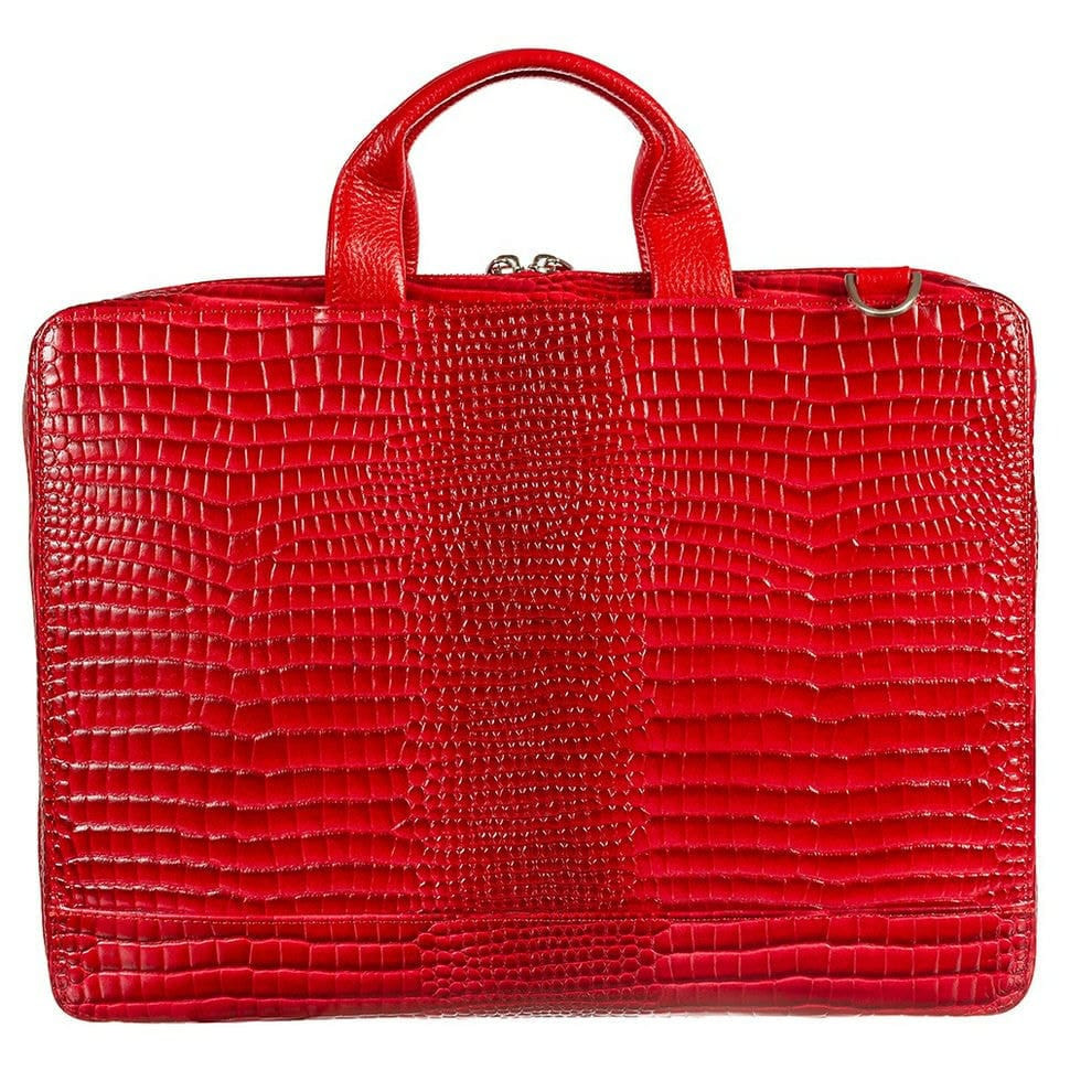 Шкіряний портфель Desisan 1347-658 червоний кроко лак